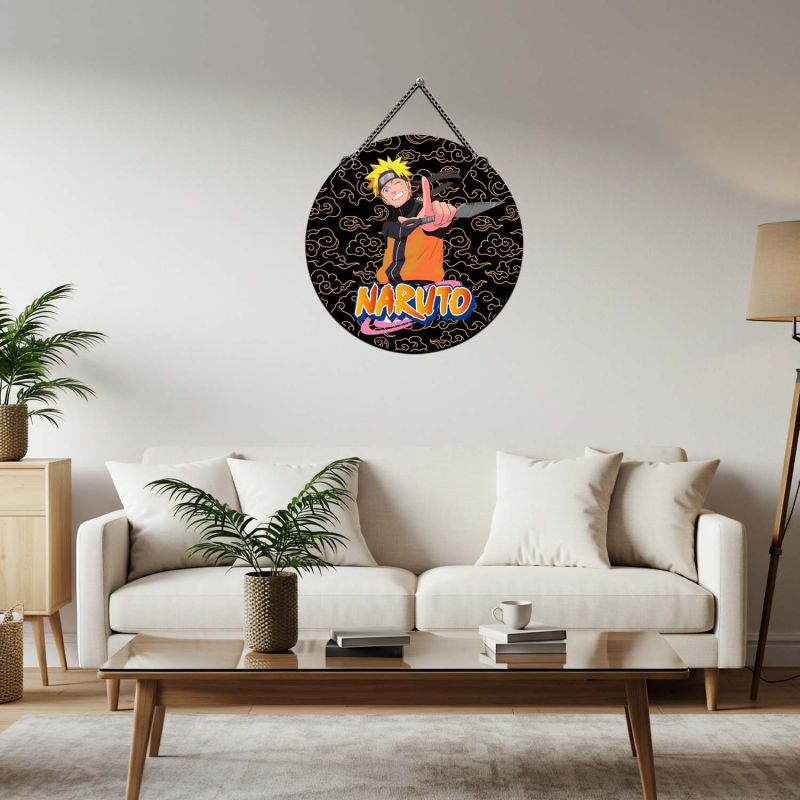 Anime Theme Wooden Wall Hanging for Kids' Bedroom, Living Room & Playrooms Birthday Return Gift For Kids & Anime Lover (Naruto)